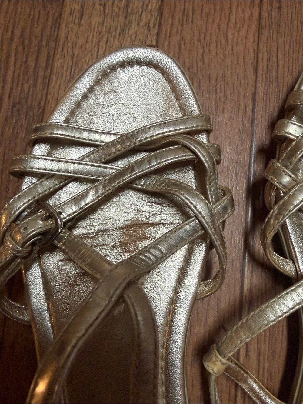 PradaMetallic Gold Strappy Women’s Sandals - Picture 5 of 7